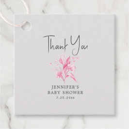 Girly Pink Floral Baby Shower Fevor Tags Geschenkanhänger