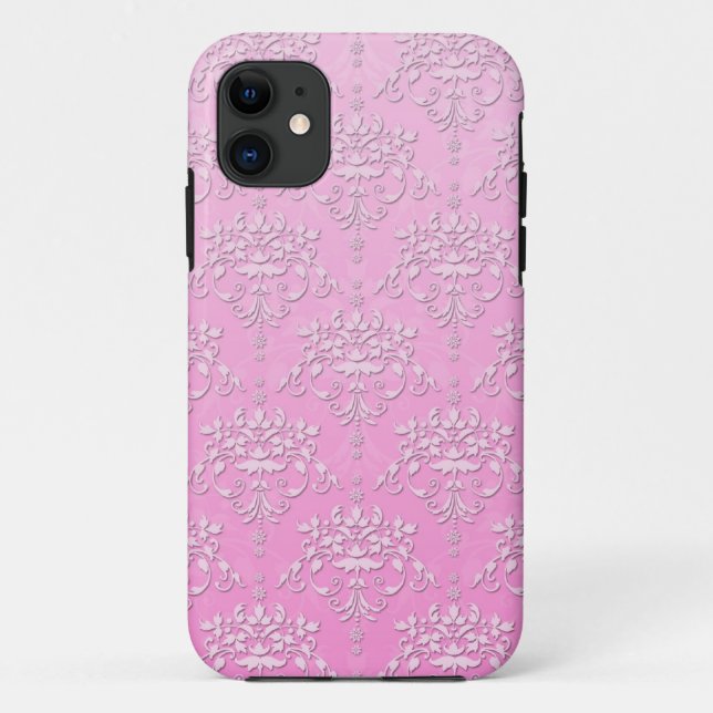 Girly Pink Floral Damask iPhone 5 Fall Case-Mate iPhone Hülle (Rückseite)