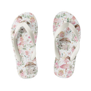 Girly Pink Floral Fairy Garden Kinderbadesandalen