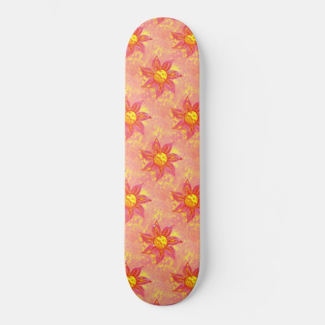 Girly Pink Floral Skateboard (Vorderseite)