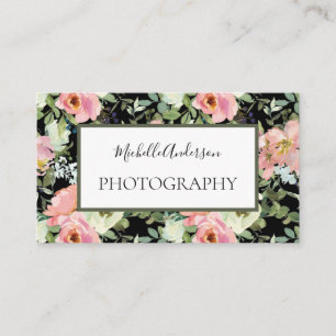 Girly Pink Floral Visitenkarte