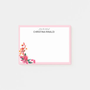 Girly Pink Floral   vom Schreibtisch Post-it Klebezettel