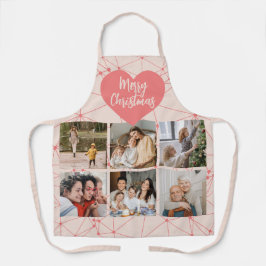 Girly Pink Frohe Weihnachtsfamilie Foto Collage Schürze