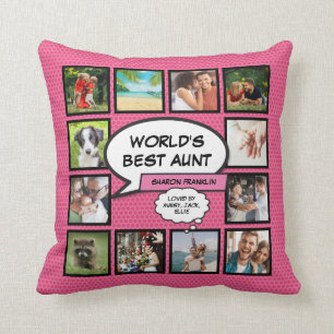 Girly Pink Fun Weltbeste Tante Auntie Foto  Kissen