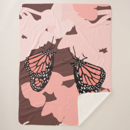 Girly Pink Fütternd Monarch Butterfly Pair Sherpadecke
