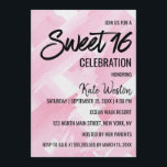 Girly Pink Giant Watercolor Pinselstriche Sweet 16 Einladung<br><div class="desc">Dieses Stück ist ein mädchenhaftes,  modernes und künstlerisches Design. Auf weißem Hintergrund sind die Riesenpinke mit Pinselstrichen in Aquarellfarbe gehalten. Dieser Ausdruck wird sicherlich den persönlichen Stil einer Frau verstärken und sie in Mode und Mode machen. Passen Sie diese Sweet 16 Geburtstagsfeier-Einladung an,  indem Sie Ihre eigenen Details hinzufügen.</div>