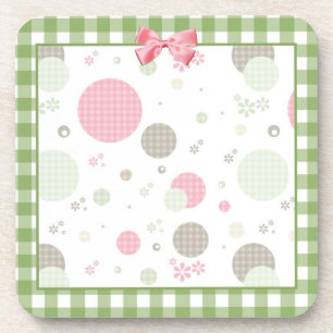 Girly Pink Gingham Pattern Circles Niedlich Daisie Getränkeuntersetzer