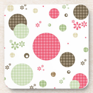 Girly Pink Gingham Pattern Circles Niedlich Daisie Getränkeuntersetzer