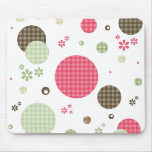 Girly Pink Gingham Pattern Circles Niedlich Daisie Mousepad