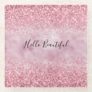 Girly Pink Glam Glitzer funkeln Glasuntersetzer