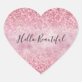 Girly Pink Glam Glitzer funkeln Herz-Aufkleber