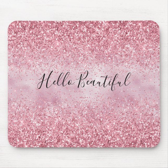 Girly Pink Glam Glitzer funkeln Mousepad (Vorne)