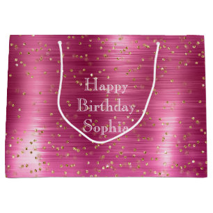 Girly Pink Glam Gold Sparkle Confetti Geburtstag Große Geschenktüte
