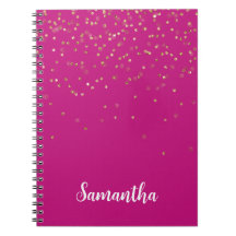Girly Pink Glam Gold Sparkle Confetti Personalisie