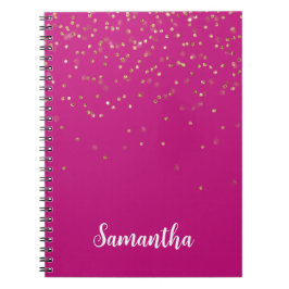 Girly Pink Glam Gold Sparkle Confetti Personalisie Notizblock
