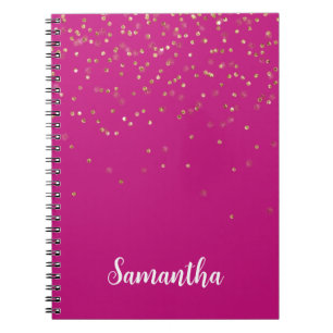 Girly Pink Glam Gold Sparkle Confetti Personalisie Notizblock
