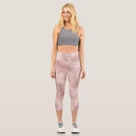 Girly Pink Glam Leopard Print Capri Leggings