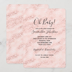 Girly Pink Glam Leopardenmuster Ombre Einladung