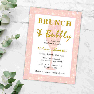Girly Pink Glitter Champagner Brunch und Sprudelnd Einladung