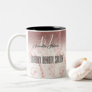 Girly Pink Glittery Luxury Beauty Salon Zweifarbige Tasse