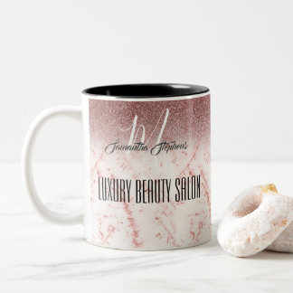 Girly Pink Glittery Luxury Beauty Salon Zweifarbige Tasse