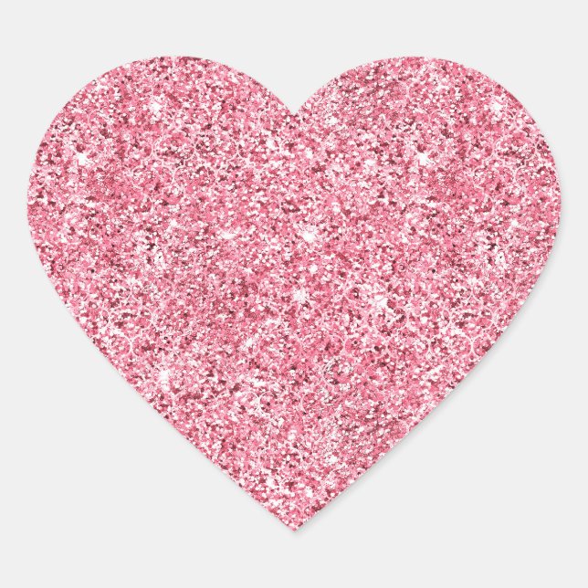Girly Pink Glitz Glitzer Herz-Aufkleber (Vorderseite)