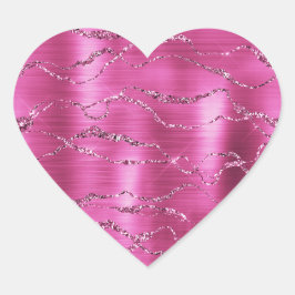 Girly Pink Glitz Glitzer Herz-Aufkleber