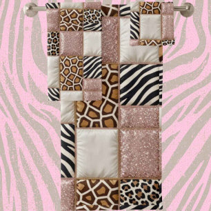 Girly Pink Glitzer Afrikanischer Tierdruck Handtuc Badhandtuch Set
