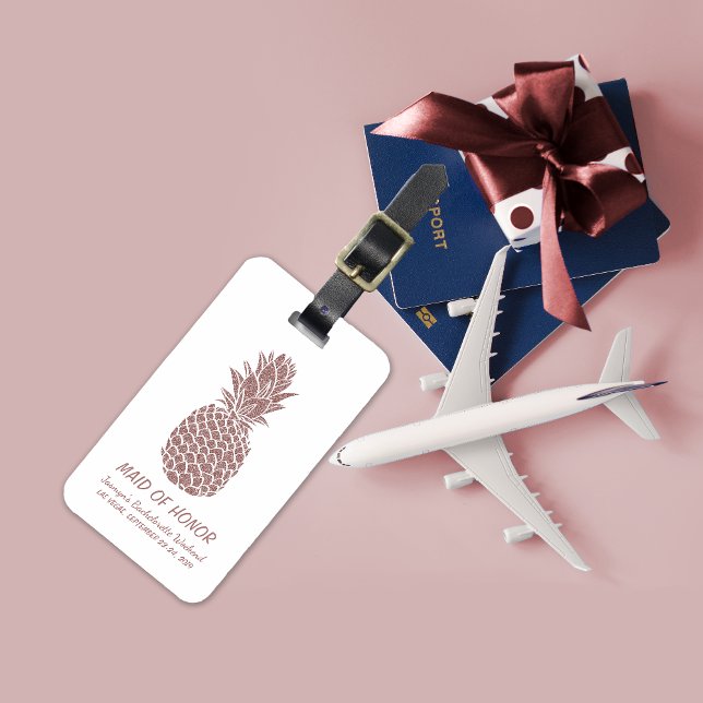 Girly Pink Glitzer Ananas Junggeselinnen-Abschied Gepäckanhänger (Girly Pink Glitter Pineapple Bachelorette Party Luggage Tag)