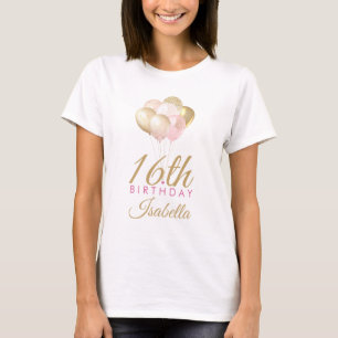 Girly Pink Glitzer Balloons 16. Geburtstag T-Shirt