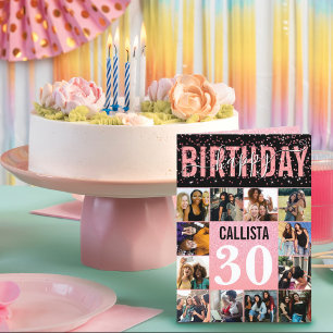 Girly Pink Glitzer Confetti 12 Foto Geburtstag Karte