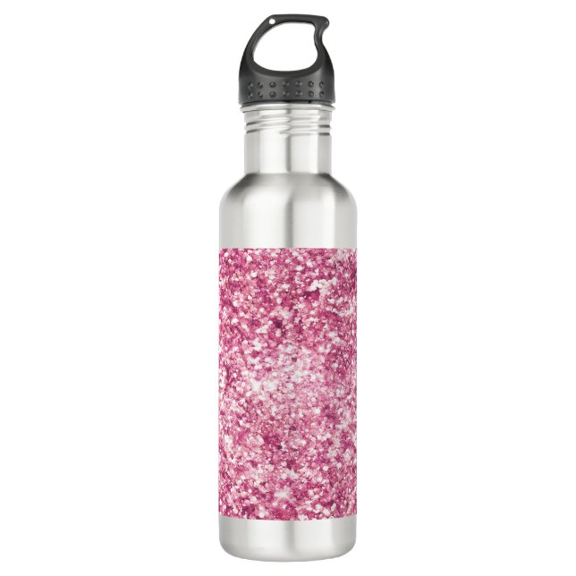 Girly Pink Glitzer Confetti Edelstahlflasche (Vorderseite)