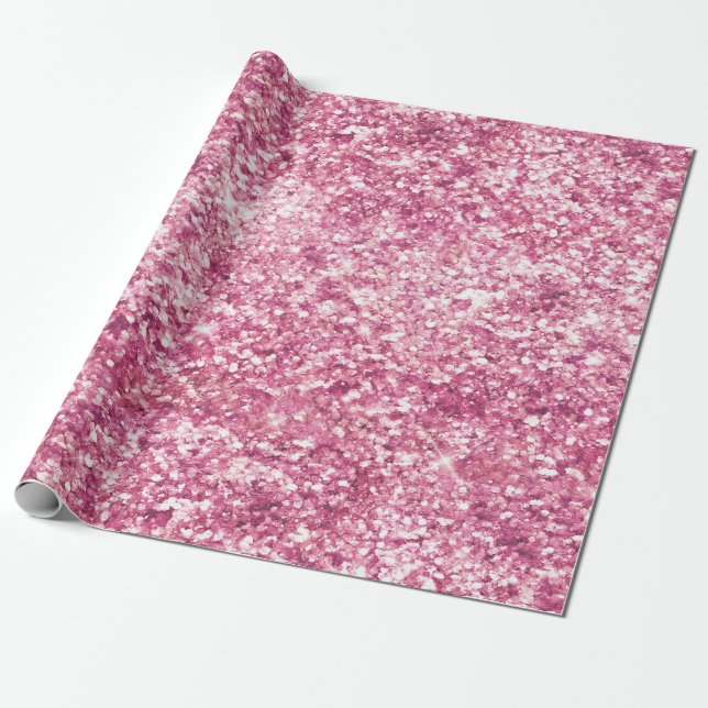 Girly Pink Glitzer Confetti Geschenkpapier (Ungerollt)