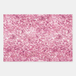 Girly Pink Glitzer Confetti Geschenkpapier Set