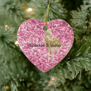 Girly Pink Glitzer Confetti Keramik Ornament