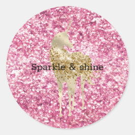 Girly Pink Glitzer Confetti Runder Aufkleber