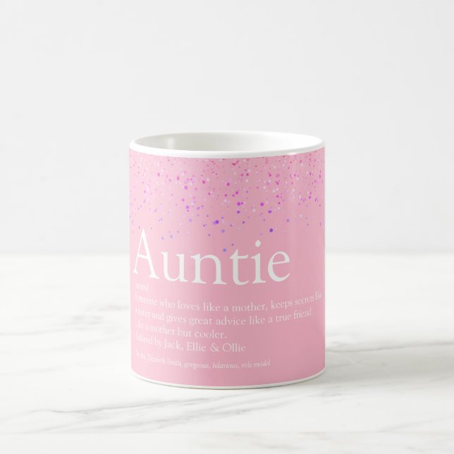 Girly Pink Glitzer Fun Beste Tante Tante Definitio Kaffeetasse (Mittel)