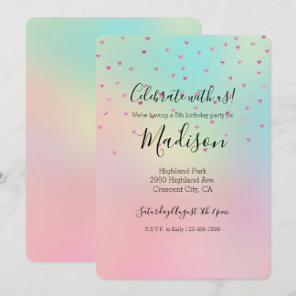 Girly Pink Glitzer Glam Hearts Aqua Gefärbte Krawa Einladung
