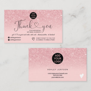 Girly pink Glitzer Logo rot Rosa Reihenfolge Danke Visitenkarte