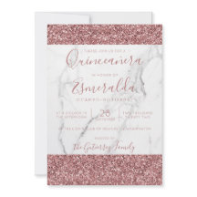 Girly Pink Glitzer Marble Quinceanera Foto