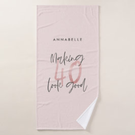 Girly pink Glitzer Moderner, stilvoller 40. Geburt Badehandtuch