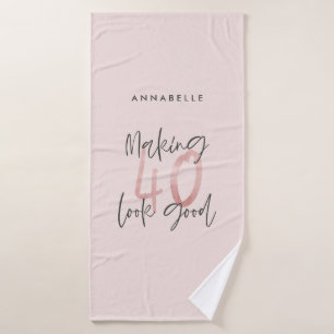 Girly pink Glitzer Moderner, stilvoller 40. Geburt Badehandtuch