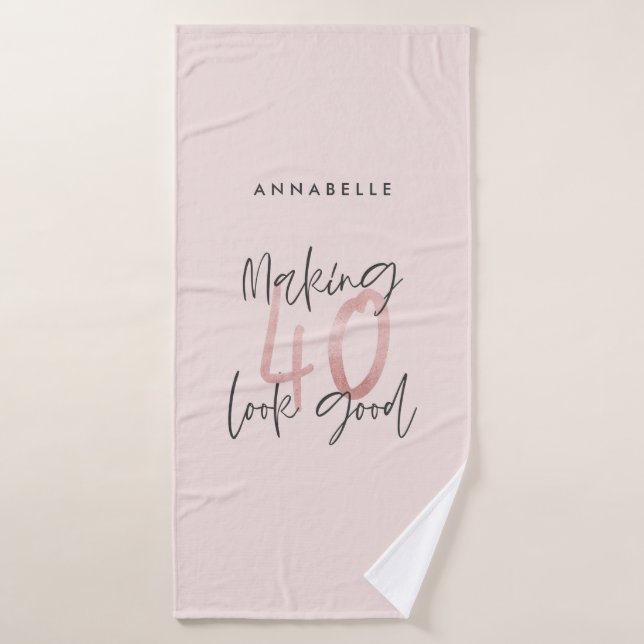 Girly pink Glitzer Moderner, stilvoller 40. Geburt Badehandtuch (Badehandtuch)