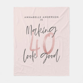 Girly pink Glitzer Moderner, stilvoller 40. Geburt Fleecedecke