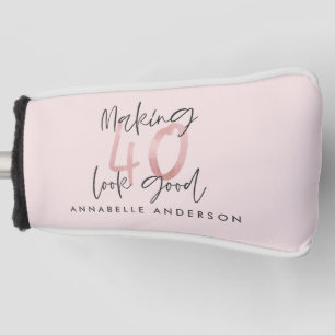 Girly pink Glitzer Moderner, stilvoller 40. Geburt Golf Headcover