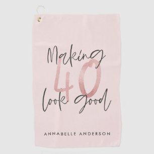 Girly pink Glitzer Moderner, stilvoller 40. Geburt Golfhandtuch