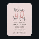 Girly pink Glitzer Moderner, stilvoller 40. Geburt Magnet<br><div class="desc">40 sehen gut aus,  gürtnisch rosa Glitzer Geburtstagseinladung. Modernes,  monochromes Skripttext. Teil einer Sammlung.</div>