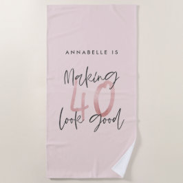 Girly pink Glitzer Moderner, stilvoller 40. Geburt Strandtuch