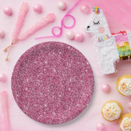 Girly Pink Glitzer Pappteller