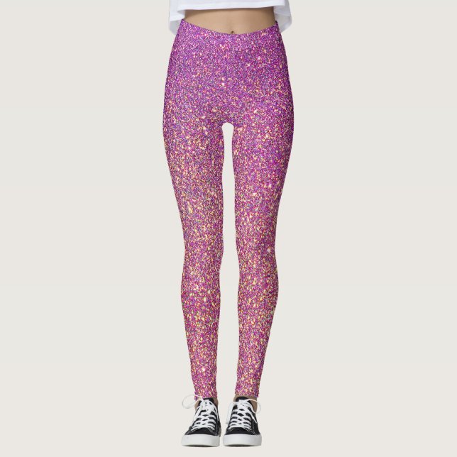 Girly Pink Glitzer Pattern Leggings (Vorderseite)